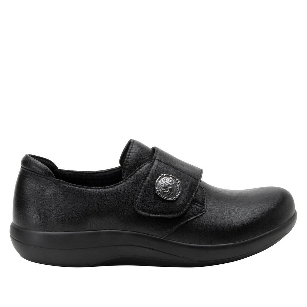 NEW ALEGRIA women's spright flat shoes in black smooth